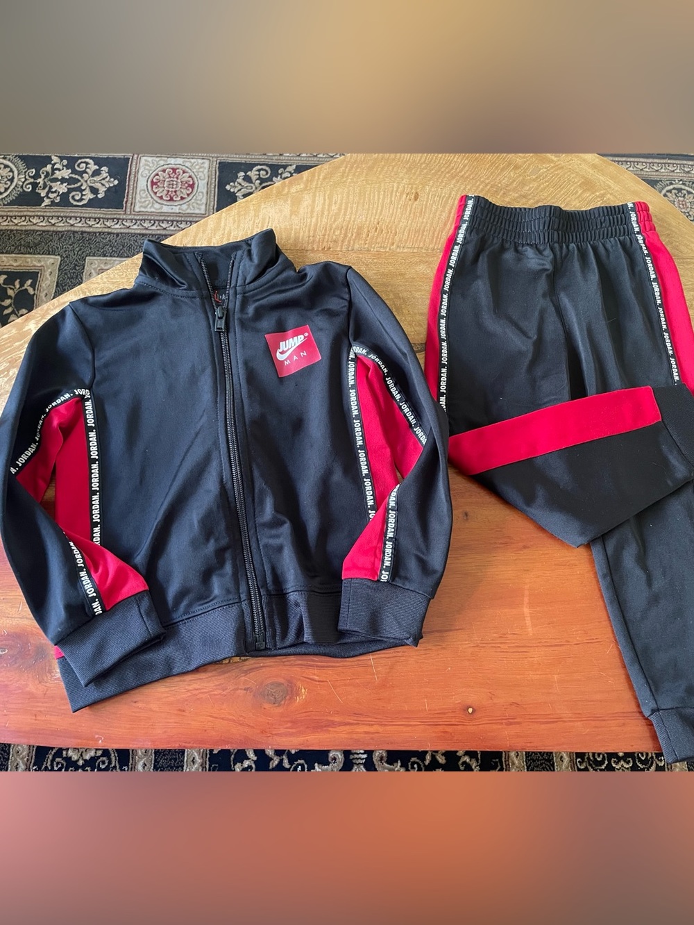 Kids Nike Black & Red Jordan Track Jacket and Pants Set
